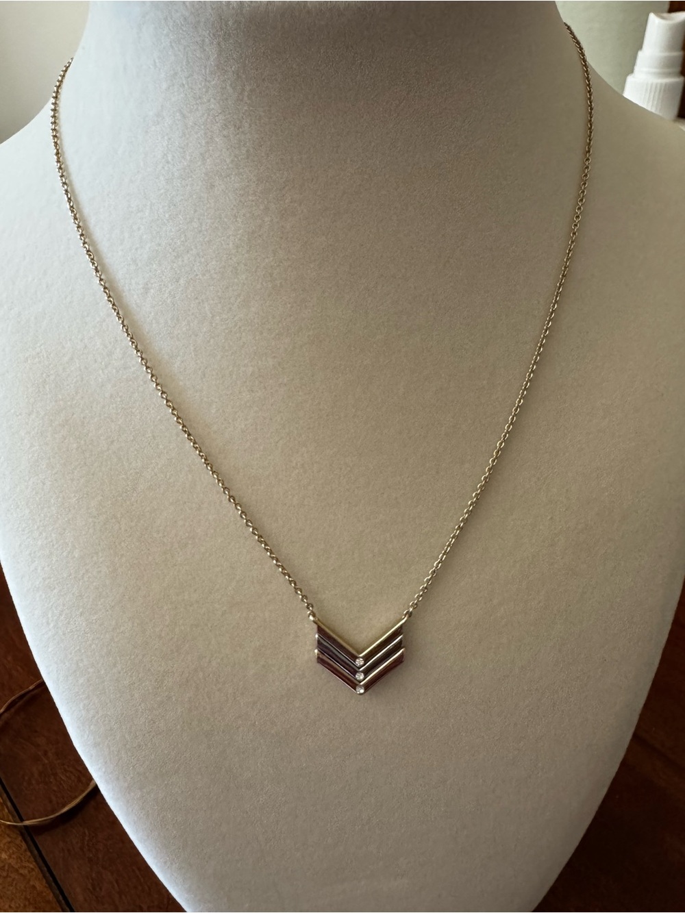 Stella & Dot Gold Chevron Tri Colored Gold Toned Necklace
